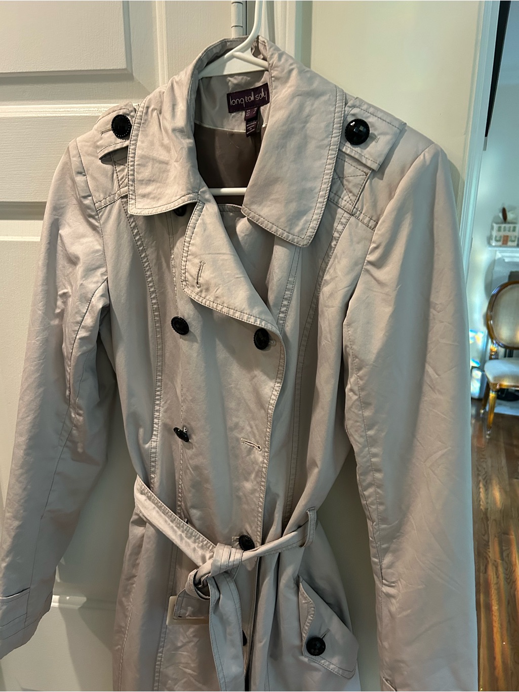 Long Tall Sally Beige Double-Breasted Trench Coat With Waist Tie